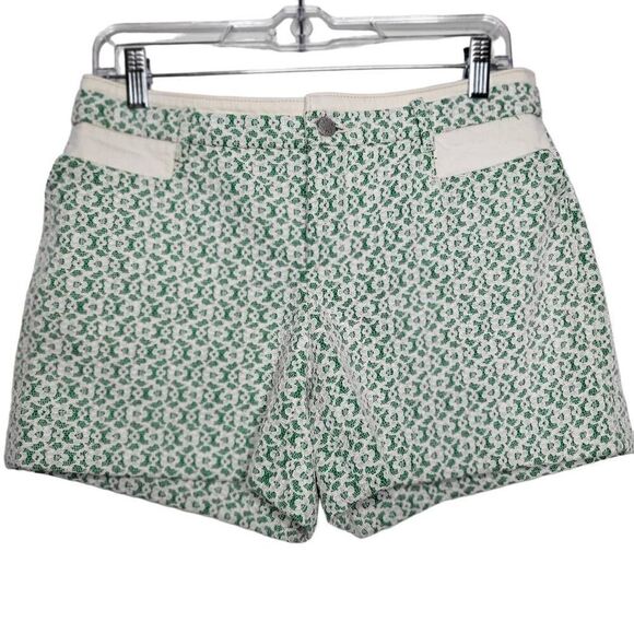 Anthropologie Cartonnier Rose Point Lace Overlay Shorts Green Cream Size 6 - Picture 2 of 10